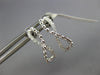 ESTATE .13CT DIAMOND 18KT WHITE GOLD SEMI HOOP INFINITY BEADED HANGING EARRINGS