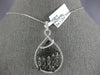 LARGE 1.25CT WHITE & BLACK DIAMOND 18KT WHITE GOLD TEAR DROP CHANDELIER PENDANT