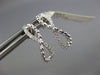 ESTATE .13CT DIAMOND 18KT WHITE GOLD SEMI HOOP INFINITY BEADED HANGING EARRINGS