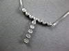 ESTATE .18CT DIAMOND 14K WHITE GOLD 3D CLASSIC BEZEL T SHAPE LARIAT FUN NECKLACE