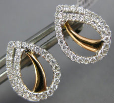 ESTATE .38CT DIAMOND 18KT WHITE & ROSE GOLD LOVE KNOT PEAR SHAPE STUD EARRINGS