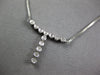 ESTATE .18CT DIAMOND 14K WHITE GOLD 3D CLASSIC BEZEL T SHAPE LARIAT FUN NECKLACE