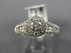 ESTATE 1.0CT DIAMOND 14K WHITE GOLD 3D CLASSIC ROUND HALO FLOWER ENGAGEMENT RING