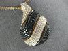 ESTATE LARGE 1.83CT WHITE & BLACK DIAMOND 18KT ROSE GOLD TEAR DROP FUN PENDANT