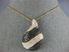 ESTATE LARGE 1.83CT WHITE & BLACK DIAMOND 18KT ROSE GOLD TEAR DROP FUN PENDANT