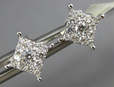 ESTATE .40CT DIAMOND 18KT WHITE GOLD 3D CLUSTER SQUARE CLASSIC STUD EARRINGS