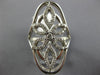 ESTATE LARGE .60CT DIAMOND 14KT WHITE GOLD 3D CLASSIC FLOWER MULTI LEAF FUN RING