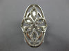 ESTATE LARGE .60CT DIAMOND 14KT WHITE GOLD 3D CLASSIC FLOWER MULTI LEAF FUN RING