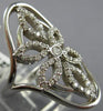 ESTATE LARGE .60CT DIAMOND 14KT WHITE GOLD 3D CLASSIC FLOWER MULTI LEAF FUN RING