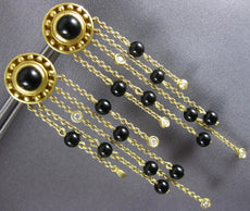 LARGE .36CT DIAMOND & AAA BLACK ONYX 18K YELLOW GOLD CHANDELIER HANGING EARRINGS