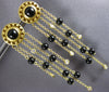 LARGE .36CT DIAMOND & AAA BLACK ONYX 18K YELLOW GOLD CHANDELIER HANGING EARRINGS