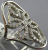 ESTATE LARGE .60CT DIAMOND 14KT WHITE GOLD 3D CLASSIC FLOWER MULTI LEAF FUN RING