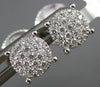 ESTATE .22CT DIAMOND 18KT WHITE GOLD 3D CIRCULAR CLUSTER PAVE STUD EARRINGS