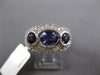 ESTATE 2.34CT DIAMOND & AAA IOLITE 14KT YELLOW GOLD 3D 3 STONE ANNIVERSARY RING