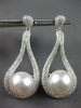 EXTRA LARGE 3.45CT DIAMOND & AAA SOUTH SEA PEARL 18KT WHITE GOLD 3D EARRINGS