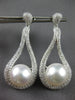 EXTRA LARGE 3.45CT DIAMOND & AAA SOUTH SEA PEARL 18KT WHITE GOLD 3D EARRINGS