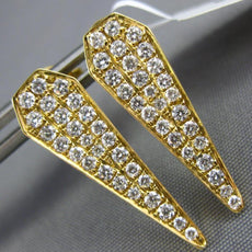 LARGE .74CT DIAMOND 18KT YELLOW GOLD PAVE TRIANGULAR PENTAGON HANGING EARRINGS