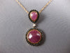 7.73CT WHITE & BLACK DIAMOND & AAA RUBY 18K ROSE GOLD CIRCULAR TEAR DROP PENDANT
