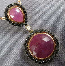 7.73CT WHITE & BLACK DIAMOND & AAA RUBY 18K ROSE GOLD CIRCULAR TEAR DROP PENDANT