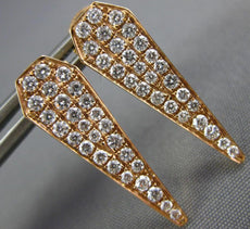 LARGE .72CT DIAMOND 18KT ROSE GOLD 3D PAVE TRIANGULAR PENTAGON HANGING EARRINGS