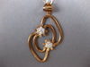 ESTATE LARGE .45CT DIAMOND 18KT WHITE & ROSE GOLD 3D DOUBLE FLOWER FUN PENDANT