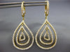 ESTATE LARGE 2.10CT DIAMOND 18KT YELLOW GOLD TEAR DROP CLIP ON HANGING EARRINGS