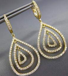 ESTATE LARGE 2.10CT DIAMOND 18KT YELLOW GOLD TEAR DROP CLIP ON HANGING EARRINGS