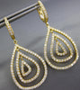 ESTATE LARGE 2.10CT DIAMOND 18KT YELLOW GOLD TEAR DROP CLIP ON HANGING EARRINGS