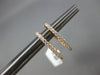 ESTATE .27CT DIAMOND 14KT ROSE GOLD 3D CLASSIC OVAL HUGGIE HANGING EARRINGS
