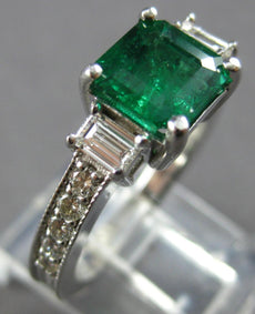 1.96CT DIAMOND 14KT WHITE GOLD 3D ROUND & SQUARE 3 STONE ENGAGEMENT RING #27854