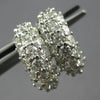 ESTATE WIDE 1.46CT DIAMOND 14KT WHITE GOLD 3D 3 ROW HUGGIE HANGING HOOP EARRINGS