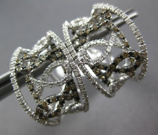 ESTATE 1.20CT WHITE & MOCHA DIAMOND 14KT WHITE GOLD 3D CLIP ON HANGING EARRINGS