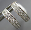 ESTATE .26CT DIAMOND 18KT WHITE GOLD 3D CLASSIC 2 ROW OVAL HUGGIE EARRINGS