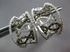 ESTATE 1.20CT WHITE & MOCHA DIAMOND 14KT WHITE GOLD 3D CLIP ON HANGING EARRINGS