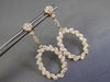 LARGE 2.48CT DIAMOND 14KT YELLOW GOLD 3D MULTI LEAF OVAL FLOWER HANGING EARRINGS