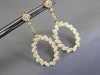 LARGE 2.48CT DIAMOND 14KT YELLOW GOLD 3D MULTI LEAF OVAL FLOWER HANGING EARRINGS