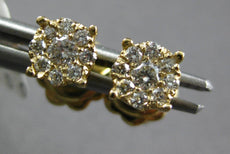 ESTATE .28CT DIAMOND 14KT YELLOW GOLD 3D ROUND INVISIBLE CLUSTER STUD EARRINGS