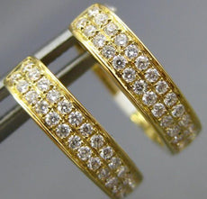 ESTATE .62CT DIAMOND 18KT YELLOW GOLD 3D CLASSIC 2 ROW OVAL HUGGIE EARRINGS