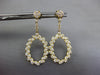 LARGE 2.48CT DIAMOND 14KT YELLOW GOLD 3D MULTI LEAF OVAL FLOWER HANGING EARRINGS