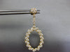 LARGE 2.48CT DIAMOND 14KT YELLOW GOLD 3D MULTI LEAF OVAL FLOWER HANGING EARRINGS