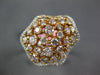 LARGE 2.88CT WHITE & PINK DIAMOND 18KT WHITE & ROSE GOLD 3D CLUSTER FLOWER RING