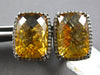 LARGE 16.71CT DIAMOND & AAA CITRINE 14KT WHITE GOLD CUSHION CUT CLIP ON EARRINGS