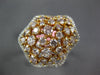 LARGE 2.88CT WHITE & PINK DIAMOND 18KT WHITE & ROSE GOLD 3D CLUSTER FLOWER RING