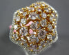 LARGE 2.88CT WHITE & PINK DIAMOND 18KT WHITE & ROSE GOLD 3D CLUSTER FLOWER RING