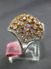LARGE 2.88CT WHITE & PINK DIAMOND 18KT WHITE & ROSE GOLD 3D CLUSTER FLOWER RING