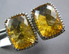 LARGE 16.71CT DIAMOND & AAA CITRINE 14KT WHITE GOLD CUSHION CUT CLIP ON EARRINGS