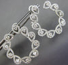 LARGE 2.96CT DIAMOND 14KT WHITE GOLD LEAF CIRCULAR HOOP CLIP ON HANGING EARRINGS