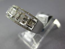 14KT WHITE GOLD ROUND & BAGUETTE CLUSTER SQUARE SEMI ETERNITY ANNIVERSARY RING