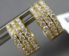 ESTATE WIDE .52CT DIAMOND 18KT YELLOW GOLD 3D CLASSIC 3 ROW HUGGIE EARRINGS