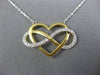 LARGE .56CT DIAMOND 14KT 2 TONE GOLD 3D HEART INFINITY BY THE YARD LOVE NECKLACE